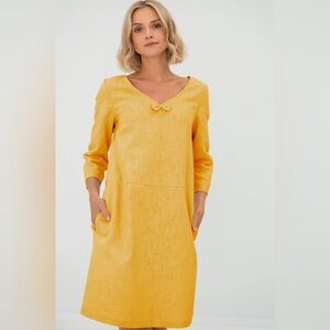 LeMuse Yellow Linen Dress Sun